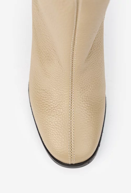 Botine dama taupe din piele texturata picture - 7