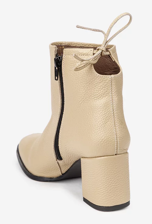Botine dama taupe din piele texturata picture - 4