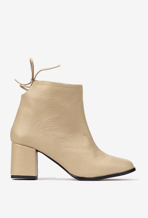 Botine dama taupe din piele texturata picture - 3