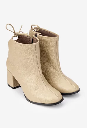 Botine dama taupe din piele texturata