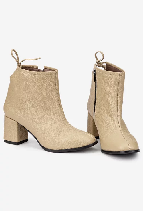 Botine dama taupe din piele texturata picture - 6