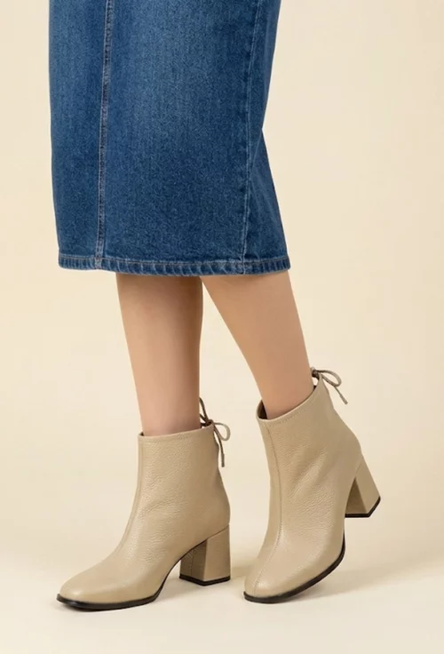 Botine dama taupe din piele texturata picture - 2