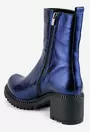 Botine din piele albastra sidefata
