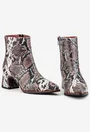 Botine din piele snake print cu varful ascutit