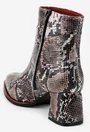 Botine din piele snake print cu varful ascutit