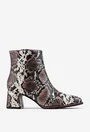 Botine din piele snake print cu varful ascutit