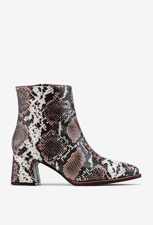 Botine din piele snake print cu varful ascutit