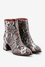 Botine din piele snake print cu varful ascutit