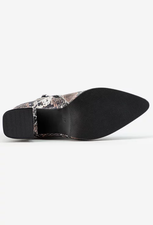Botine din piele snake print cu varful ascutit