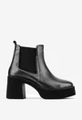Botine dama argintii din piele texturata cu elastic