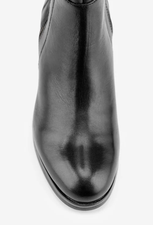 Botine negre din piele cu fermoare