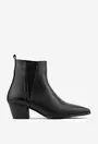 Botine negre din piele cu varful ascutit