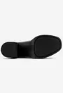 Botine negre din piele si material stretch