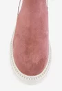 Botine roz pudra din piele intoarsa cu elastic