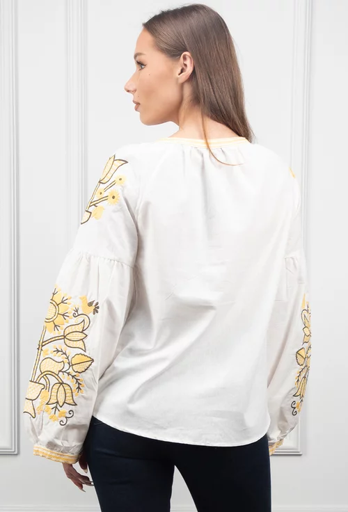 Camasa alba cu broderie galbena