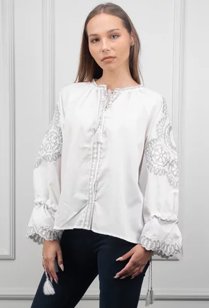 Camasa alba cu broderie gri