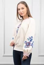 Camasa bej accesorizata cu broderie florala