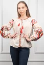 Camasa bej accesorizata cu detalii colorate