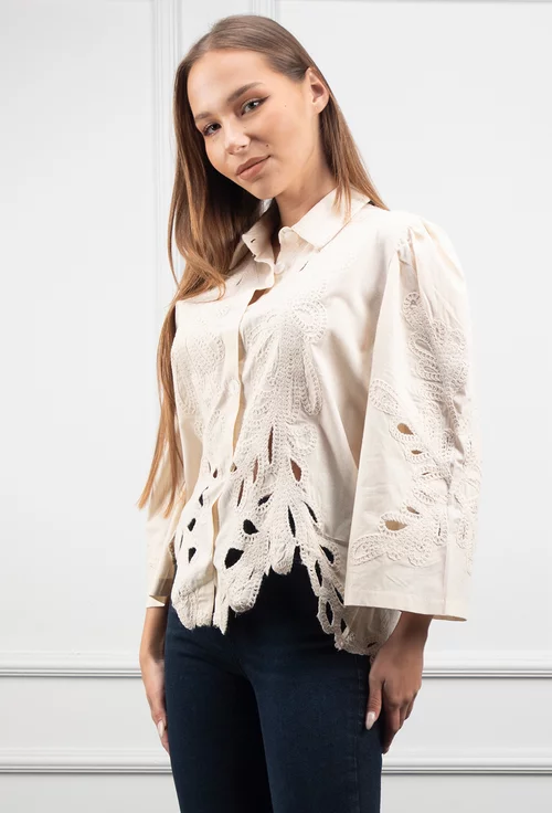 Camasa bej cu model perforat