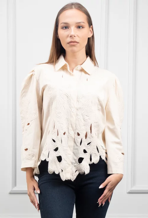 Camasa bej cu model perforat