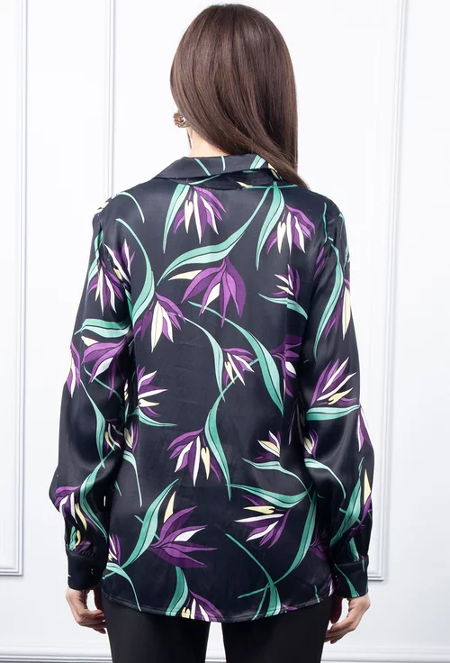 Camasa neagra cu imprimeu colorat