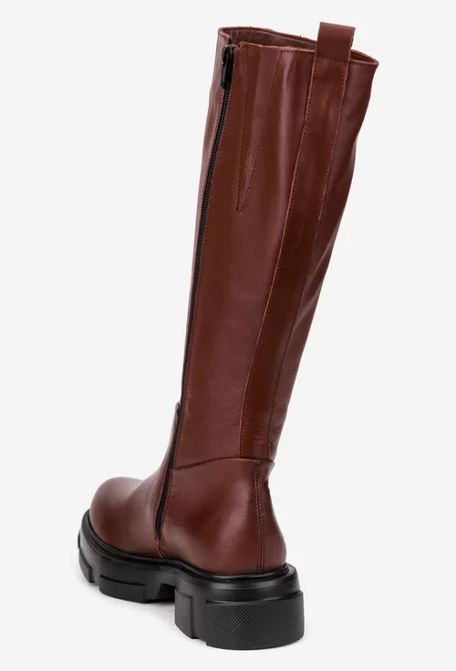 Cizme dama bordo din piele naturala