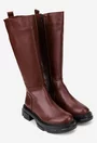 Cizme dama bordo din piele naturala