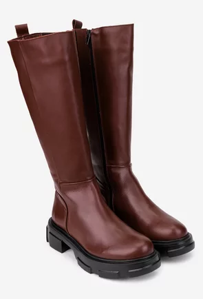 Cizme dama bordo din piele naturala