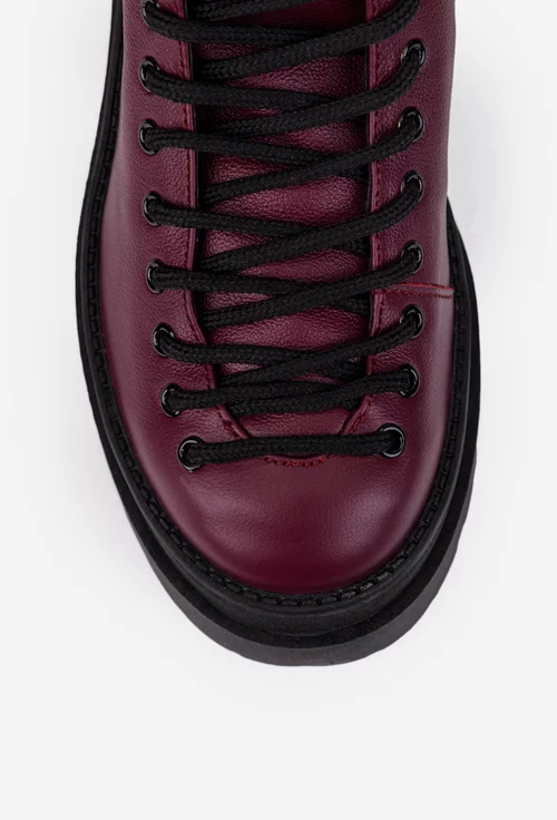 Cizme dama bordo din piele naturala