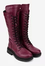 Cizme dama bordo din piele naturala