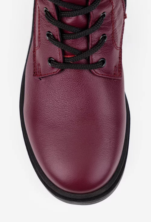 Cizme dama bordo din piele naturala