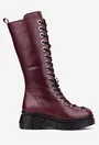 Cizme dama bordo din piele naturala