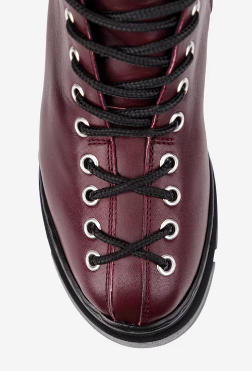 Cizme dama bordo din piele naturala