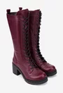 Cizme dama burgundy din piele naturala
