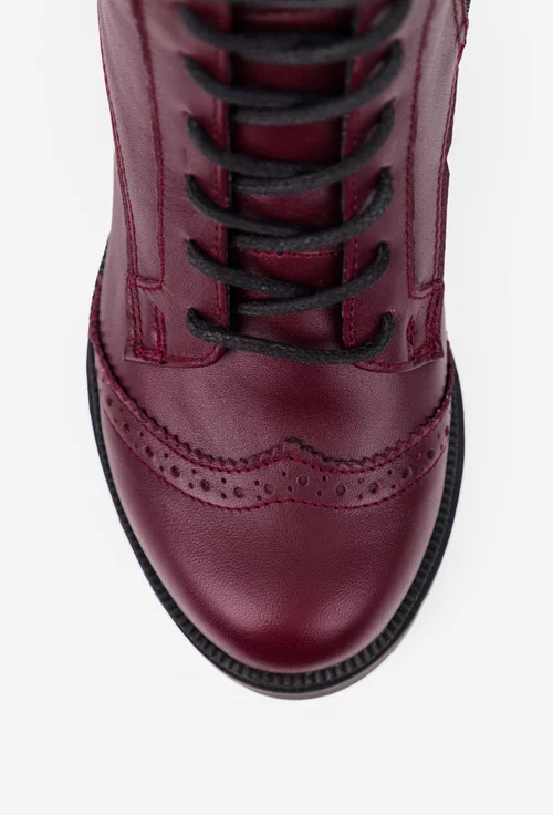 Cizme dama burgundy din piele naturala