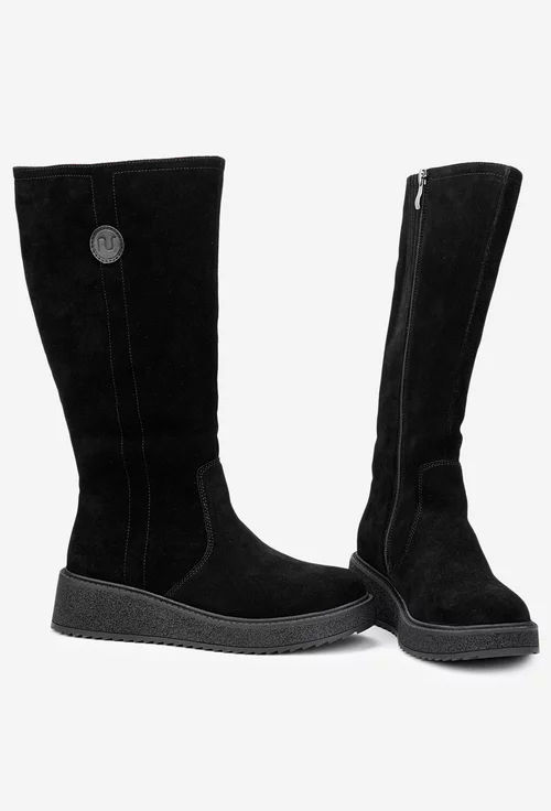 Cizme dama din piele intoarsa cu fermoar