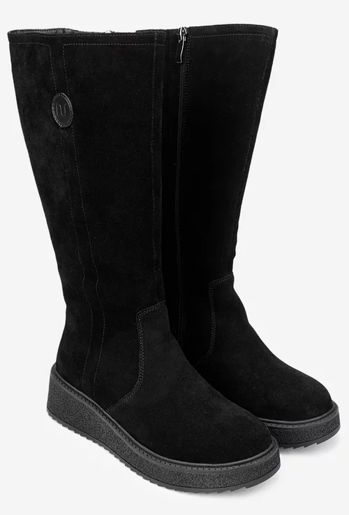 Cizme dama din piele intoarsa cu fermoar