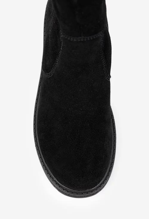 Cizme dama din piele intoarsa cu fermoar