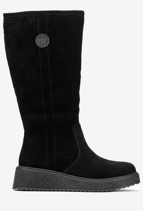 Cizme dama din piele intoarsa cu fermoar