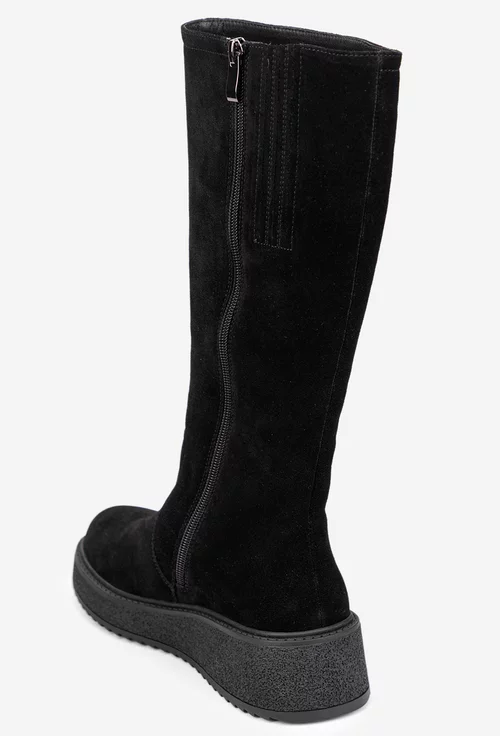 Cizme dama din piele intoarsa cu fermoar