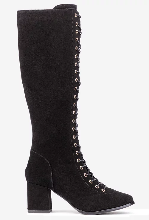 Cizme dama din piele intoarsa cu toc