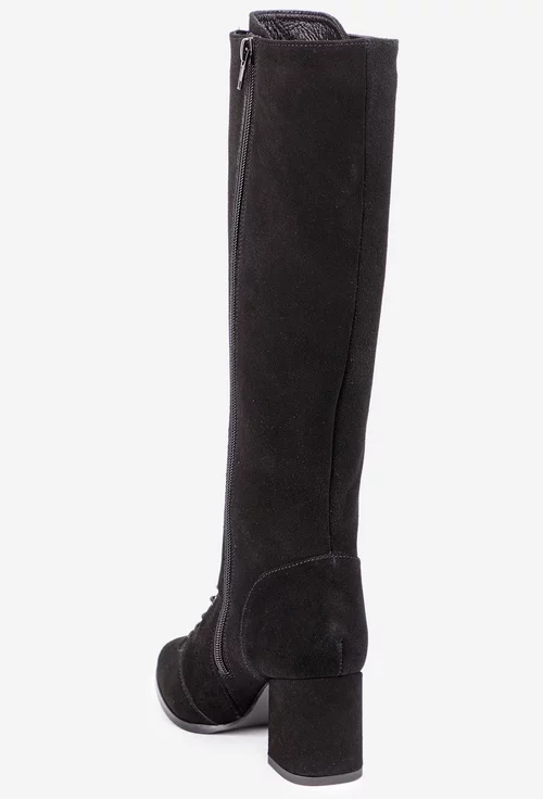 Cizme dama din piele intoarsa cu toc