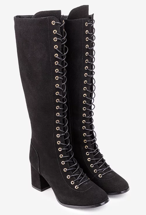 Cizme dama din piele intoarsa cu toc