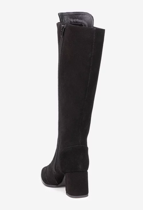 Cizme dama din piele intoarsa cu toc