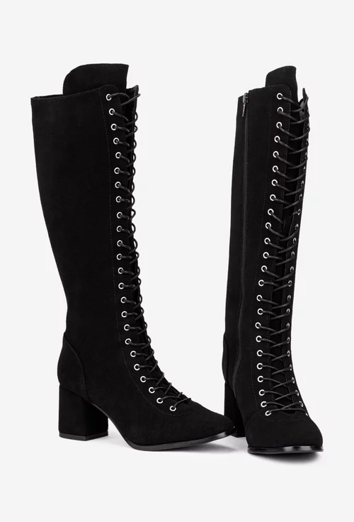 Cizme dama din piele intoarsa cu toc