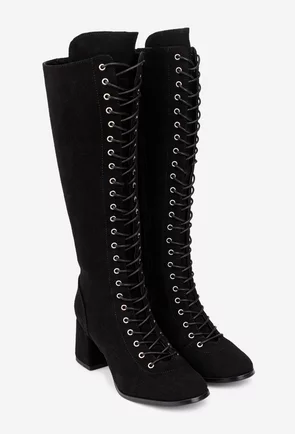 Cizme dama din piele intoarsa cu toc