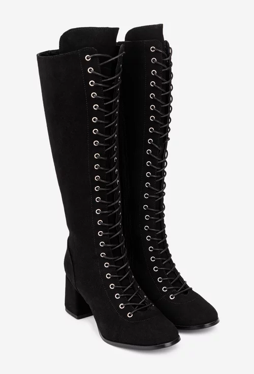 Cizme dama din piele intoarsa cu toc