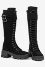 Cizme dama din piele intoarsa neagra