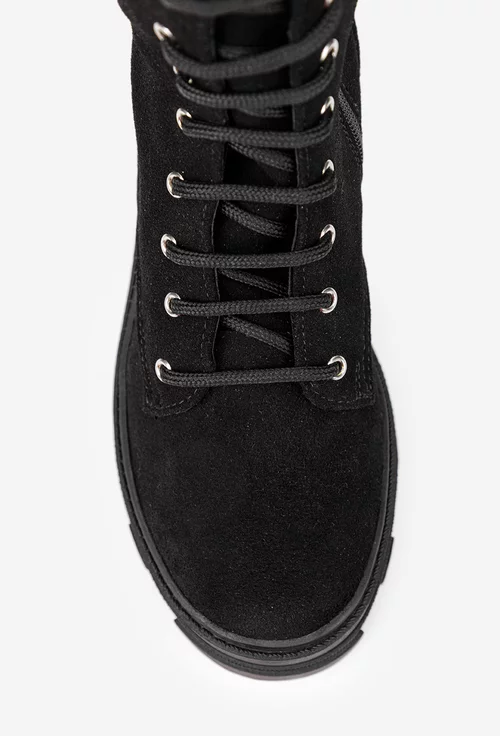 Cizme dama din piele intoarsa neagra