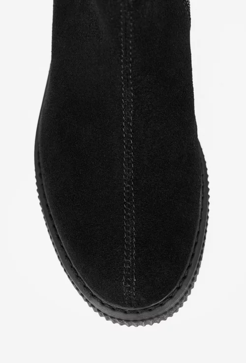 Cizme dama din piele intoarsa neagra